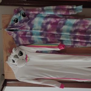 (2) Unicorn Hooded Pajamas (both for $20) - open feet (great condition)